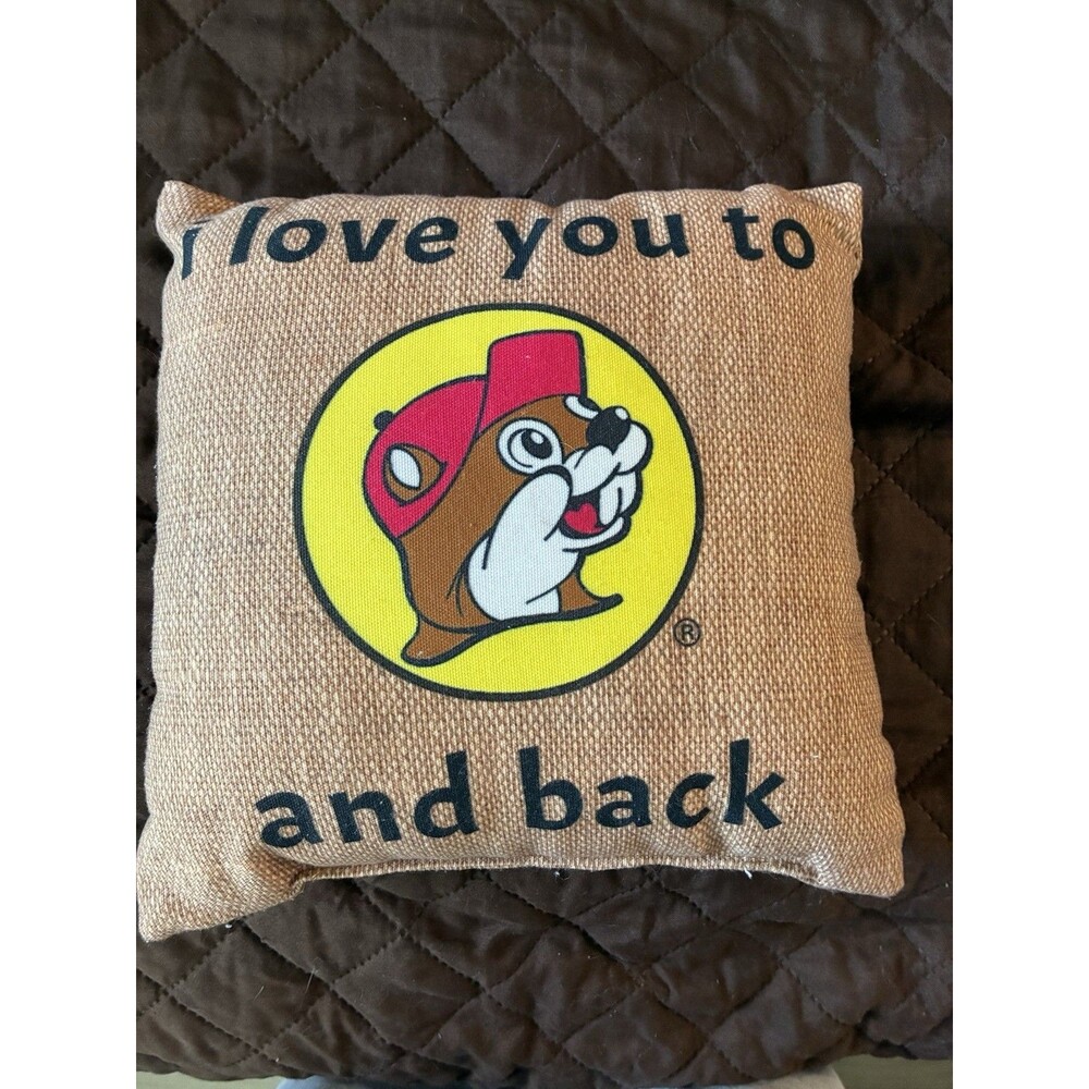 I Love You to Buc-ee's and Back Pillow Throw 11" X 11" Beaver 2 Sided Double - Picture 5 of 5